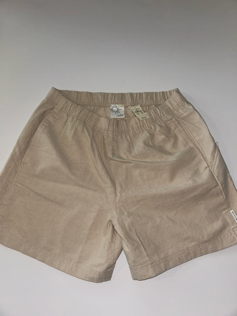 Aerie Offline Neutral Beige Pull on Bermuda Shorts, Medium